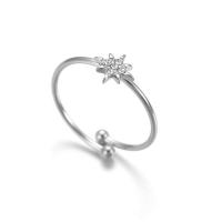 Titanium Steel Finger Ring, Eight Point Star, plated, adjustable & for woman & with rhinestone US Ring 