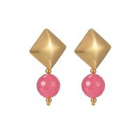 Stainless Steel Drop Earring, 304 Stainless Steel, with Resin, Geometrical Pattern, 14K gold plated, fashion jewelry & for woman 