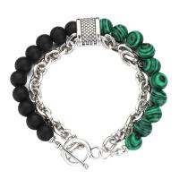 Gemstone Bracelets, Zinc Alloy, with Gemstone, fashion jewelry & for man Approx 18 cm 