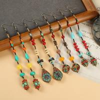 Gemstone Drop Earring, Zinc Alloy, with Wax Cord & Brass, vintage & fashion jewelry & for woman Approx 11.5-12.5 cm 