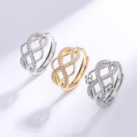 Rhinestone Brass Finger Ring, plated, fashion jewelry & for woman & with rhinestone & hollow [