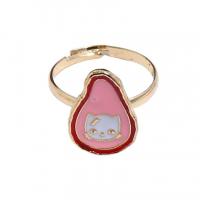 Emaille Zink Legierung Finger Ring, Zinklegierung, KC goldfarben plattiert, Modeschmuck & für Frau, Rosa, 18mm, verkauft von PC