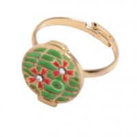 Emaille Zink Legierung Finger Ring, Zinklegierung, goldfarben plattiert, Modeschmuck & für Frau & mit Strass, grün, 18mm, verkauft von PC