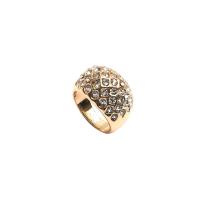 Anillo de dedo de aleación de Zinc, chapado en color dorado, Joyería & para mujer & con diamantes de imitación, dorado, 18mm, Vendido por UD