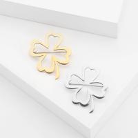 Collar Jewelry Brooch, 304 Stainless Steel, Four Leaf Clover, Vacuum Ion Plating, fashion jewelry & for woman & hollow 
