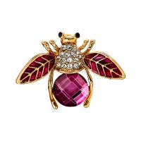 Resin Brooch, Zinc Alloy, with Resin, Bee, gold color plated, fashion jewelry & for woman & enamel & with rhinestone, purple 