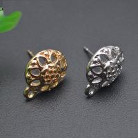 Brass Earring Stud Component, Round, plated, DIY & hollow [