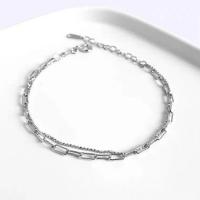 Sterling Silver Bracelets, 925 Sterling Silver, with 1.18inch extender chain, Double Layer & fashion jewelry & for woman Approx 6.1 Inch 