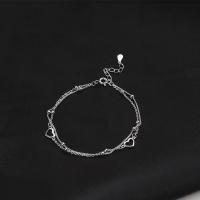 Sterling Silver Bracelets, 925 Sterling Silver, with 1.18inch extender chain, Double Layer & fashion jewelry & for woman Approx 6.3 Inch 