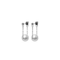 Sterling Silver Stud Earring, 925 Sterling Silver, with Shell Pearl, plated, fashion jewelry & for woman 