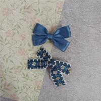 Children Hair Clip, Polyester and Cotton, Embroidery, 2 pieces & Girl, blue, 60mm,70mm 