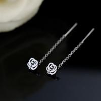 Sterling Silver Thread Through Earrings, 925 Sterling Silver, Rose, plated, fashion jewelry & for woman 