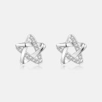 Cubic Zirconia Micro Pave Sterling Silver Earring, 925 Sterling Silver, Star, fashion jewelry & micro pave cubic zirconia & for woman, 9mm 