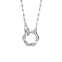 Cubic Zircon Micro Pave Sterling Silver Necklace, 925 Sterling Silver, with 1.97inch extender chain, fashion jewelry & micro pave cubic zirconia & for woman Approx 15.74 Inch 