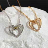 Rhinestone Zinc Alloy Necklace, with 1.96inch extender chain, Heart, fashion jewelry & for woman & with rhinestone Approx 17.71 Inch 