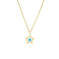 Evil Eye Jewelry Necklace, Titanium Steel, with Shell, with 1.97inch extender chain, Star, plated, fashion jewelry & for woman, golden, 15mm Approx 16.14 Inch 