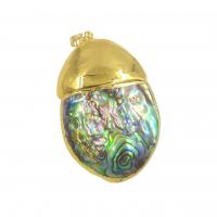 Abalone Shell Pendants, with Brass, Oval, gold color plated, DIY, 35-39x55-60mm 