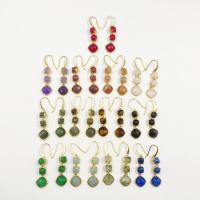 Gemstone Drop Earring, Brass, with Natural Stone,  Square, gold color plated, fashion jewelry & for woman 51.64mm 