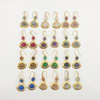 Gemstone Drop Earring, Brass, with Natural Stone, gold color plated, fashion jewelry & for woman 