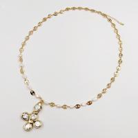 Freshwater Pearl Brass Necklace, with Quartz & Freshwater Pearl, with 5cm extender chain, gold color plated & fashion jewelry & for woman Approx 45 cm 