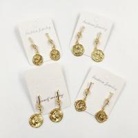 Brass Drop Earring, gold color plated, fashion jewelry & for woman [