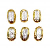 Natural Freshwater Pearl Loose Beads, Brass, with Freshwater Pearl, Oval, gold color plated, DIY [