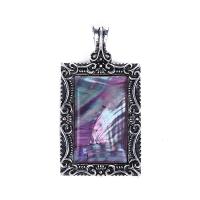 Zinc Alloy Shell Pendants, with Shell, Rectangle, antique silver color plated, DIY [