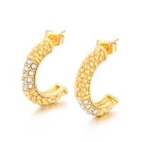 Stainless Steel Rhinestone Stud Earring, 304 Stainless Steel, Vacuum Ion Plating, fashion jewelry & for woman & with rhinestone, golden 