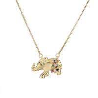 Cubic Zircon Micro Pave Brass Necklace, with 5cm extender chain, Elephant, plated, fashion jewelry & micro pave cubic zirconia & enamel cm [