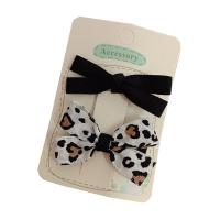 Alligator Hair Clip, Polyester and Cotton, with Iron, Bowknot, 2 pieces & for children, black, 60mm 