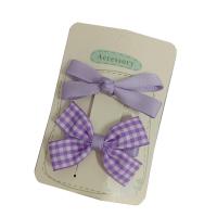 Alligator Hair Clip, Polyester and Cotton, with Iron, Bowknot, 2 pieces & for children, purple, 60mm 