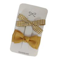 Alligator Hair Clip, Polyester and Cotton, with Iron, Bowknot, 2 pieces & for children, yellow, 60mm 