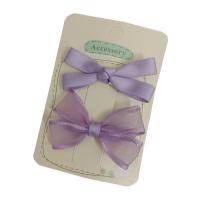 Alligator Hair Clip, Spun Silk, with Polyester and Cotton & Iron, Bowknot, 2 pieces & for children, purple, 60mm [
