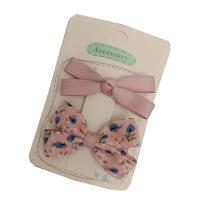 Alligator Hair Clip, Polyester and Cotton, with Iron, Bowknot, 2 pieces & for children, pink, 60mm [