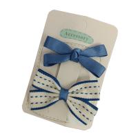 Alligator Hair Clip, Polyester and Cotton, with Iron, Bowknot, 2 pieces & for children, blue, 60mm 