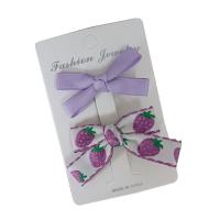 Alligator Hair Clip, Polyester and Cotton, with Iron, Bowknot, 2 pieces & for children, purple, 60-70mm 