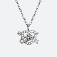 Sterling Silver Jewelry Necklace, 925 Sterling Silver, with Moissanite, with 5cm extender chain, fashion jewelry & for woman & with rhinestone, 0.5ct Approx 41 cm 
