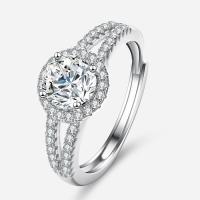 Sterling Silver Finger Ring, 925 Sterling Silver, with Moissanite, Adjustable & fashion jewelry & with rhinestone, 1ct, US Ring 