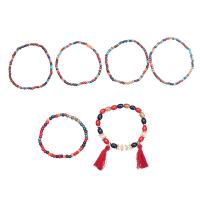 Glass Seed Beads Bracelets, with Polyester, 6 pieces & Bohemian style & for woman Inner Approx 55mm 