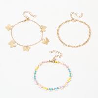 Zinc Alloy Anklet, with 1.88inch,1.96inch extender chain, Butterfly, gold color plated, multilayer & for woman & enamel Approx 7.87 Inch, Approx 7.67 Inch, Approx 8 Inch 