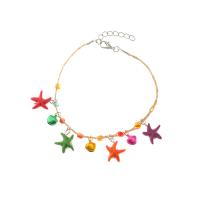 Zinc Alloy Anklet, Glass, with Rafidah Grass & Shell & for woman Approx 8.7-9.1 Inch 