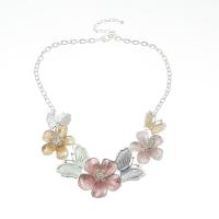 Rhinestone Zinc Alloy Necklace, with 2.75inch extender chain, Flower, plated, for woman & with rhinestone Approx 15.94 Inch 