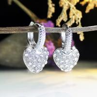 Zinc Alloy Drop Earring, Heart, silver color plated, fashion jewelry & micro pave cubic zirconia & for woman 