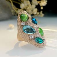 Cats Eye Zinc Alloy Finger Ring, with Cats Eye & Crystal, gold color plated, fashion jewelry & Unisex [