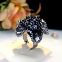 Rhinestone Zinc Alloy Finger Ring, Flower, plated, fashion jewelry & for woman & with rhinestone Inner Approx 18mm [