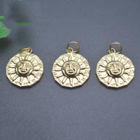Brass Jewelry Pendants, Flat Round, gold color plated, DIY 