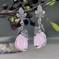 Gemstone Drop Earring, Zinc Alloy, with Opal, Teardrop, antique silver color plated, vintage & fashion jewelry & for woman 