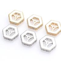 Brass Spacer Beads, Hexagon, plated, DIY & micro pave cubic zirconia & hollow 
