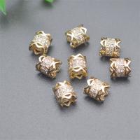 Brass Spacer Beads, gold color plated, DIY & micro pave cubic zirconia & hollow 