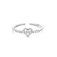 Anilo de dedo de latón, metal, Corazón, Joyería & para mujer & con diamantes de imitación, tamaño:7, Vendido por UD
